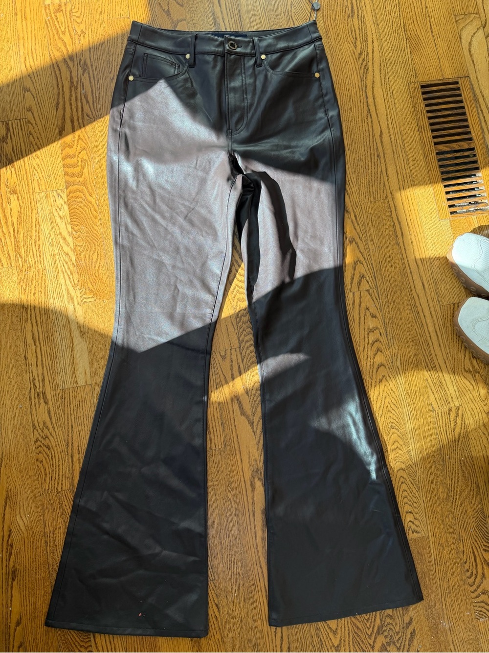 Veronica Beard Black Faux Leather Wide-Leg Pants